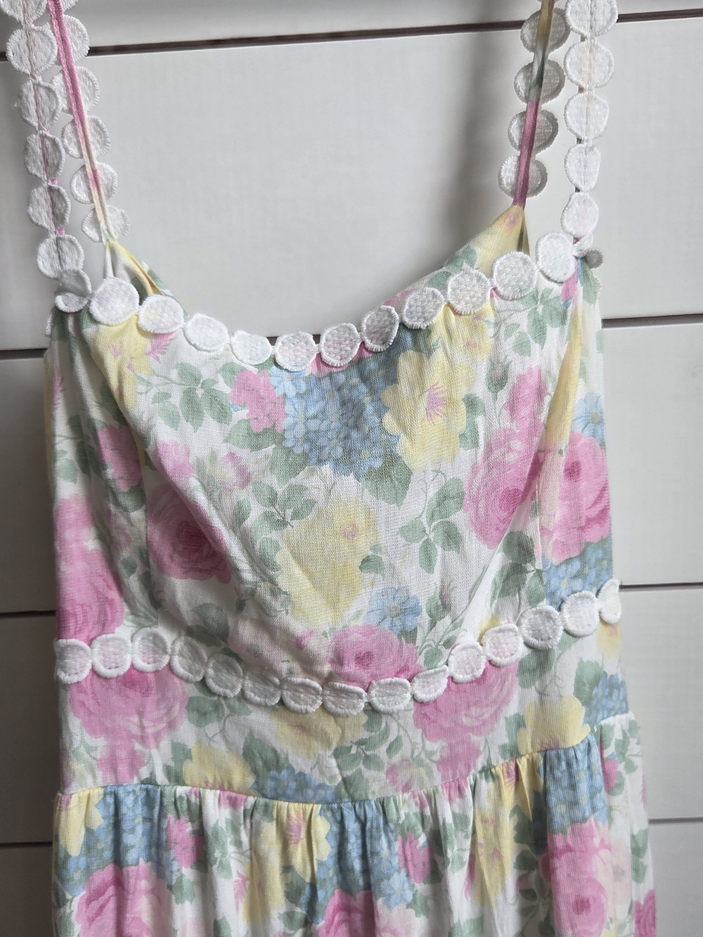 Altar'd State Pastel Floral Maxi Dress with White Trim - Picture 8 of 10